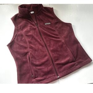 Columbia Benton Springs Fleece Vest Women XL Dark Berry Burgundy Full Zip WL1023